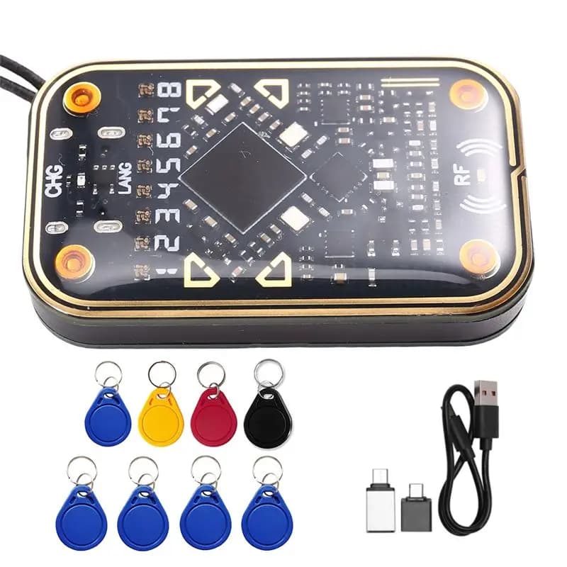 ABZZ-Chameleon Ultra V2.0 Lettore di Chip RFID Intelligente + 4 Portachiavi CUID/UID 125Khz 13.56Mhz Decodificatore di Carte NFC Duplicatore