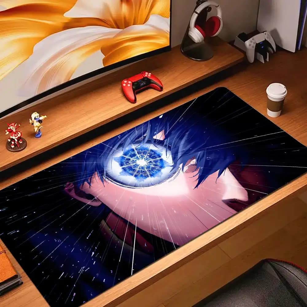 Tappetino per Mouse da Gaming XXL Blu con Anime di Calcio, Bordo Cucito in Gomma Antiscivolo, Tappetino da Scrivania Grande e Spesso per PC Gamer e Laptop