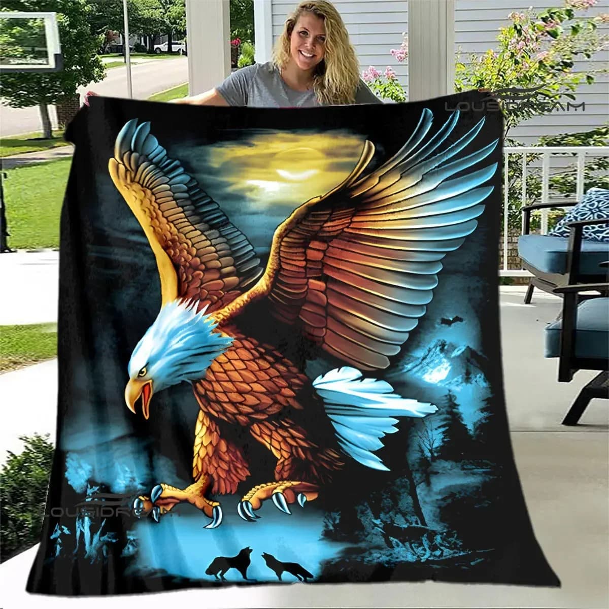 Coperta con stampa 3D Eagle flanella coperta morbida e confortevole coperte per letti coperta da picnic coperta calda regalo di compleanno
