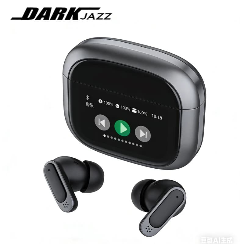 DARKJAZZ New Bluetooth digital headset V11 TWS with ANC noise reduction, long-range wireless headset with microphone and touch screen