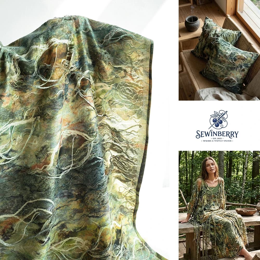 Gothic Vintage Green Distressed Knit Jacquard Polyester Fabric Textured for DIY Dress Sewing Fat Quarter Patchwork 50x155cm