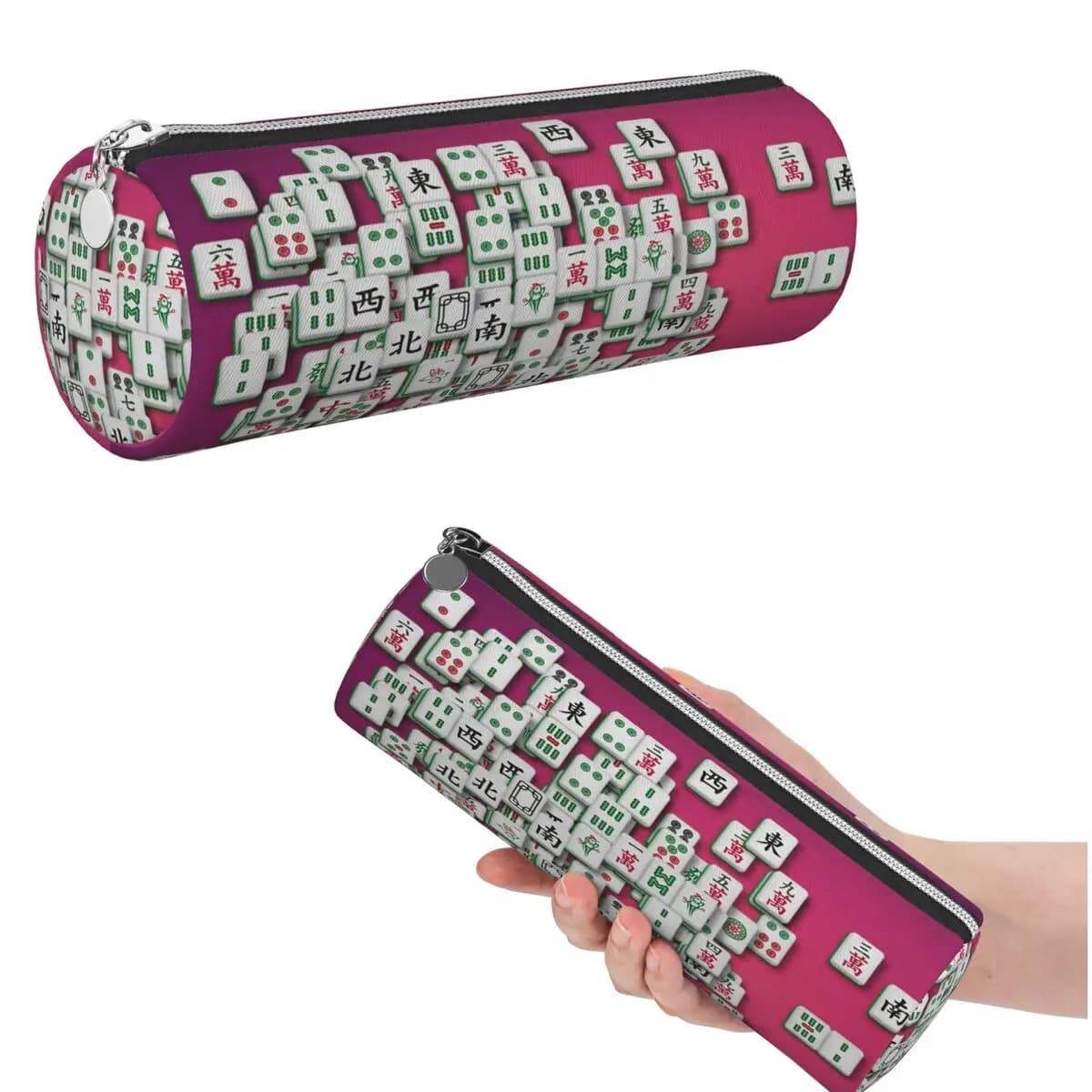 Astuccio per matite con motivo Mahjong per regali per ragazzi e ragazze, astuccio cilindrico per penne, astuccio per matite