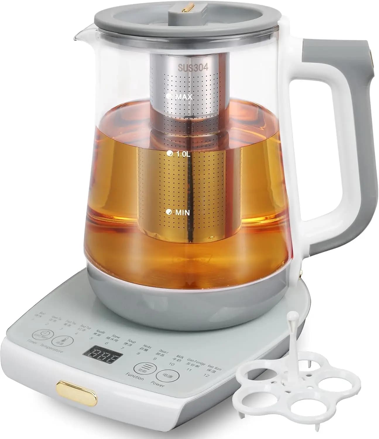 Electric Kettle with Infuser, 12-in-1 Hot Tea Maker, 1.8L, Temp Control & Keep Warm