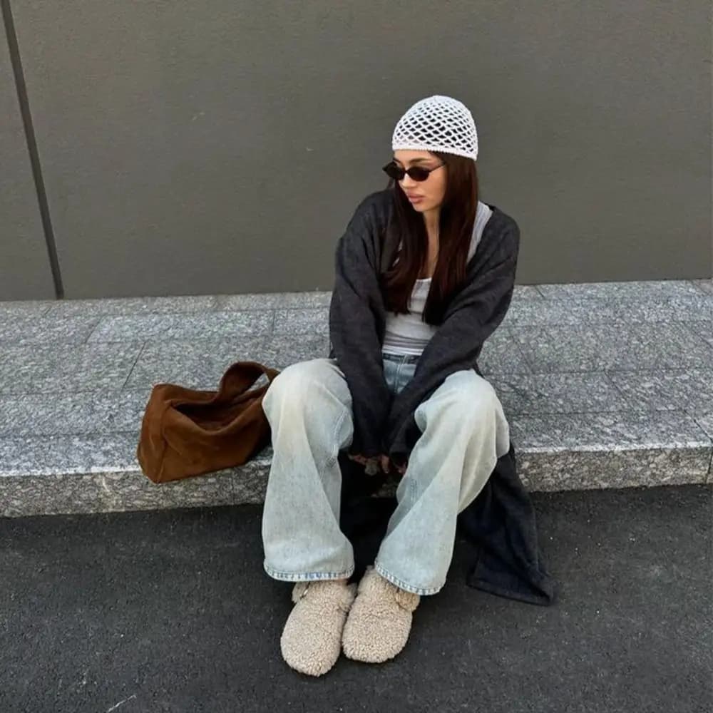 Sweet Elegant Hollowed Out Knitted Hat Thin Ethnic Style Bohemian Style Beanies Korean Solid Color Weave Cap Outdoor