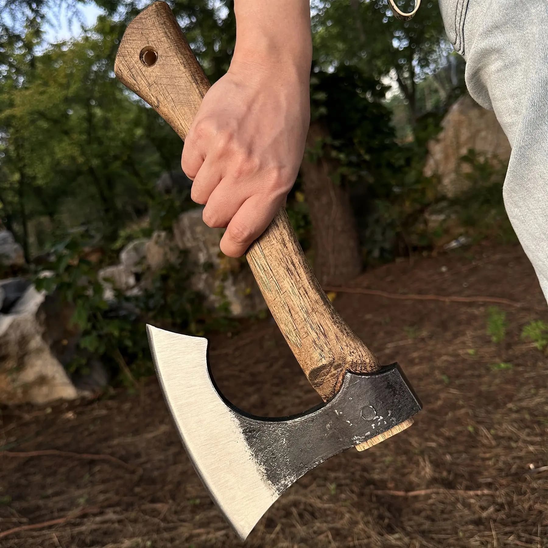 Portable Outdoor Camping Wide Blade Axe High Hardness Sharp Tree Cutting Camping Survival Multi Use Tactical Axe