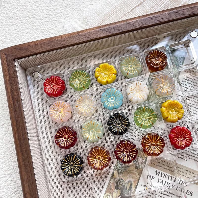6 pezzi fai da te stile antico multicolore perline artigianali braccialetto di perline a cinque petali perline di fiori piccoli a doppia faccia