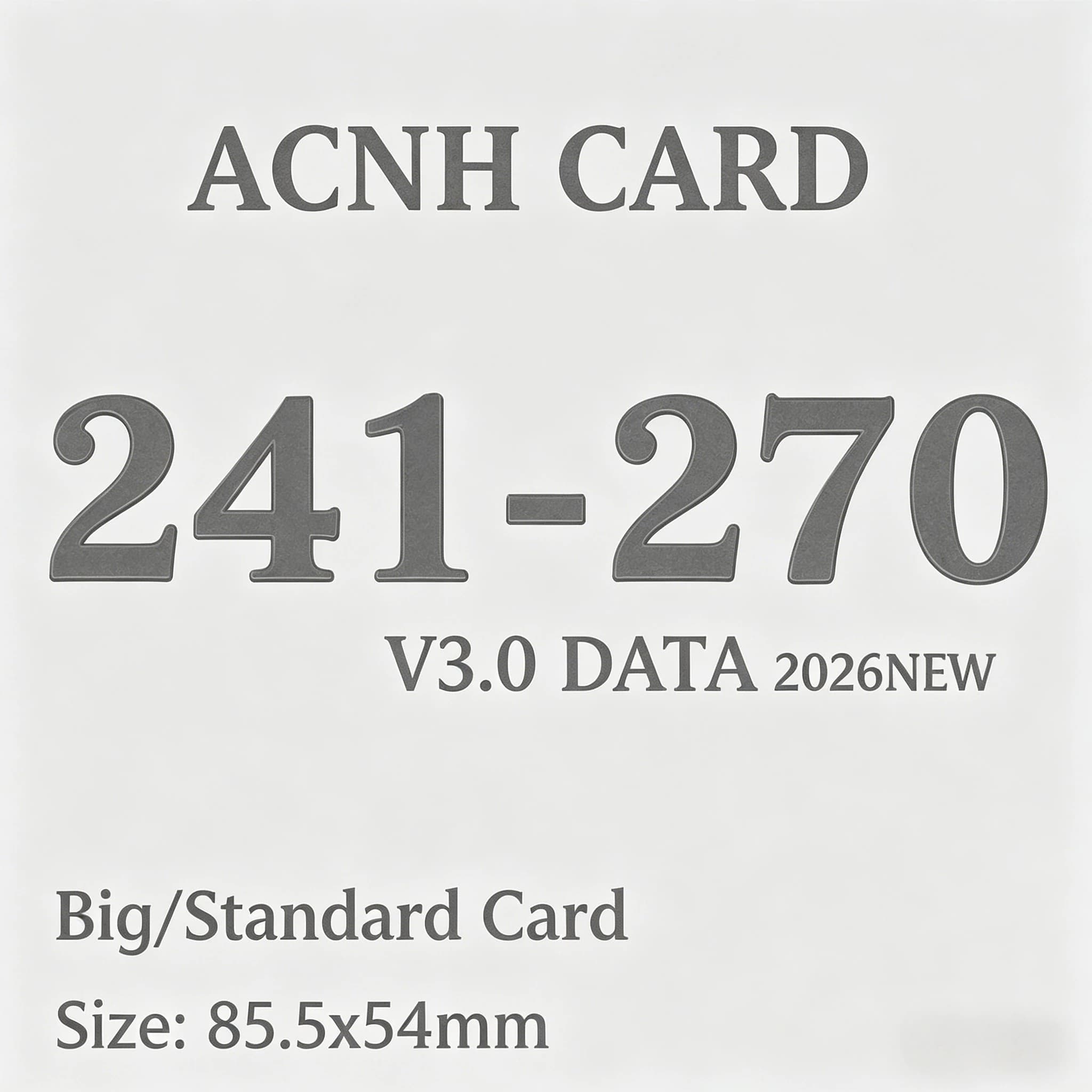 241-270 Serial Number Game Cards ACNH Card NFC Sensor Chip Craft Frosted Wear-resistant Mini Accessories 85.5x54mm