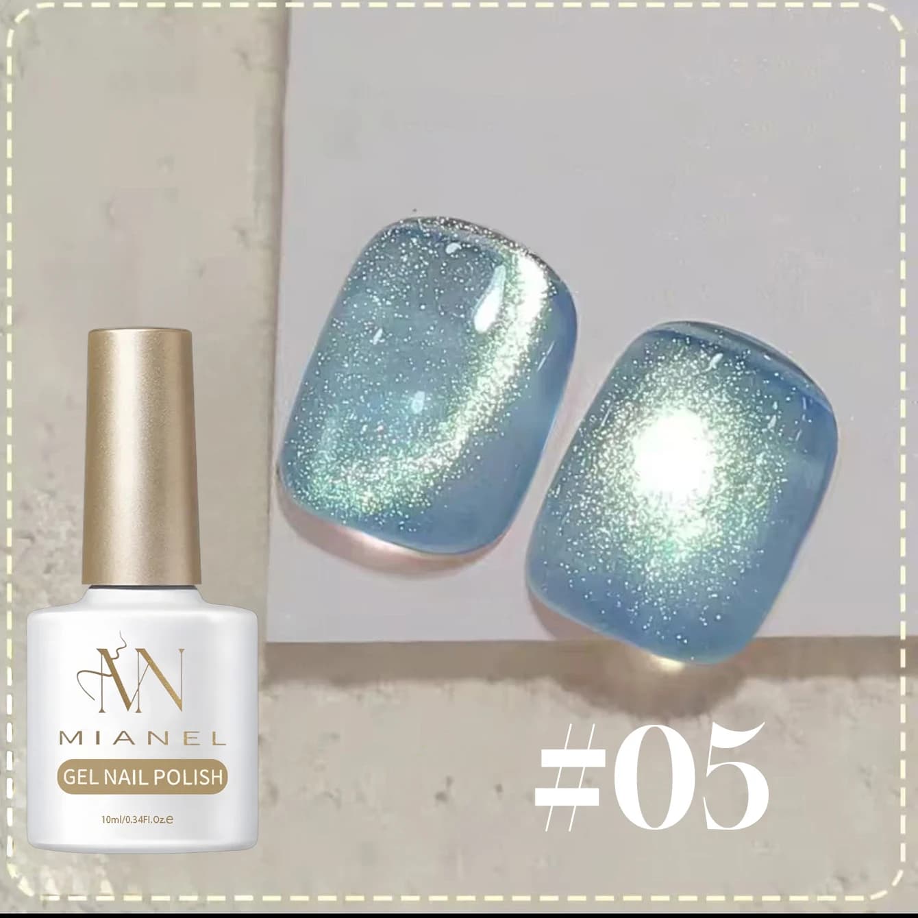MIANEL 12ML 1PCS Smalto Gel per Unghie Effetto Occhio di Gatto Super Brillante Verde Rosa Blu Oro con Perline di Vetro, Bestseller
