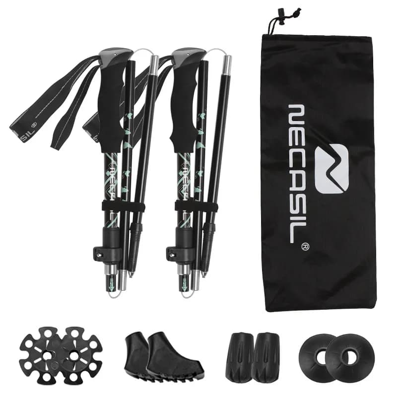 2PCS Trekking Poles Ultralight Hiking Stick Collapsible Folding Walking Cane Set Adjustable Camping Equipment Lightweight