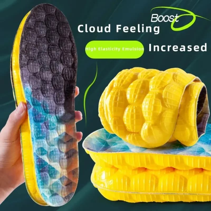 1Pair 4D Cloud Technology High Elastic Deodorant Sports Insoles Breathable PU Shoe Inserts for Men Running