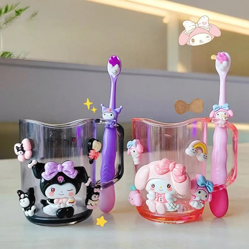 Nuovo kawaii Hello Kitty collutorio per bambini tazza kuromi denti vaso spazzola tazza My melody portaspazzolino set tazza di lavaggio per bambini