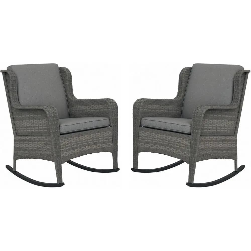 Duo outdoor rocking chair with spacious seats and cushions for patio and garden