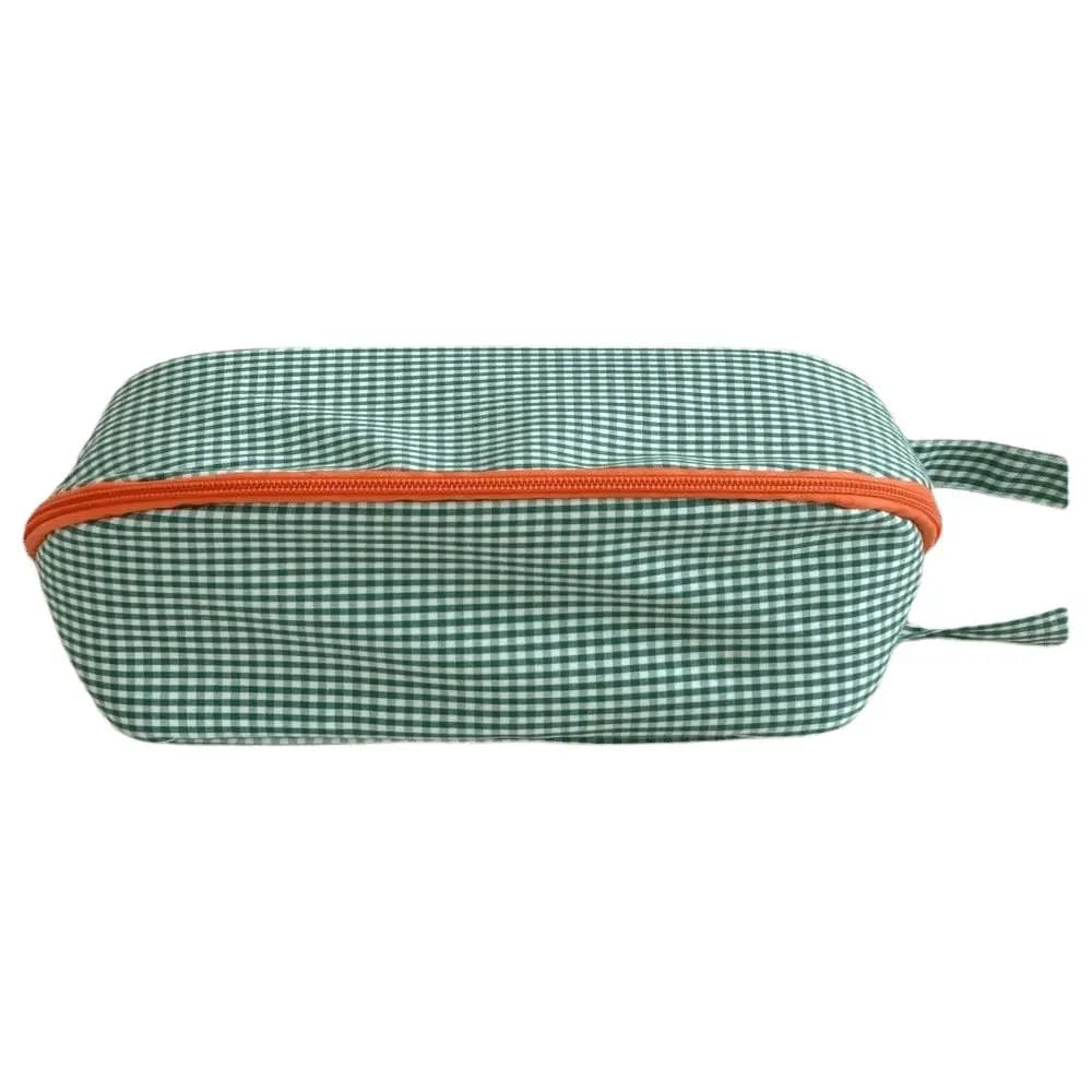 Pillow Shaped Travel Cosmetic Bag Multi-functional Large Capacity Makeup Organizer Bag Large Opening Plaid Checkered