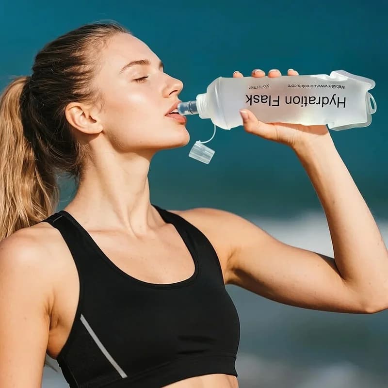 DT39 TPU Folding 500ml Soft Flask 2-Pack, Shrink As You Drink Water Bottles for Running Vest Hydration