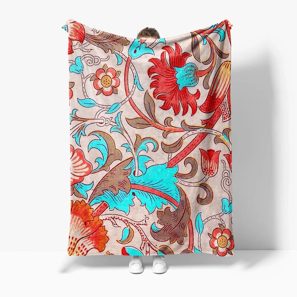 Floral paisley pattern Flannel printed blanket suitable for all seasons suitable for living room office sofa and travel