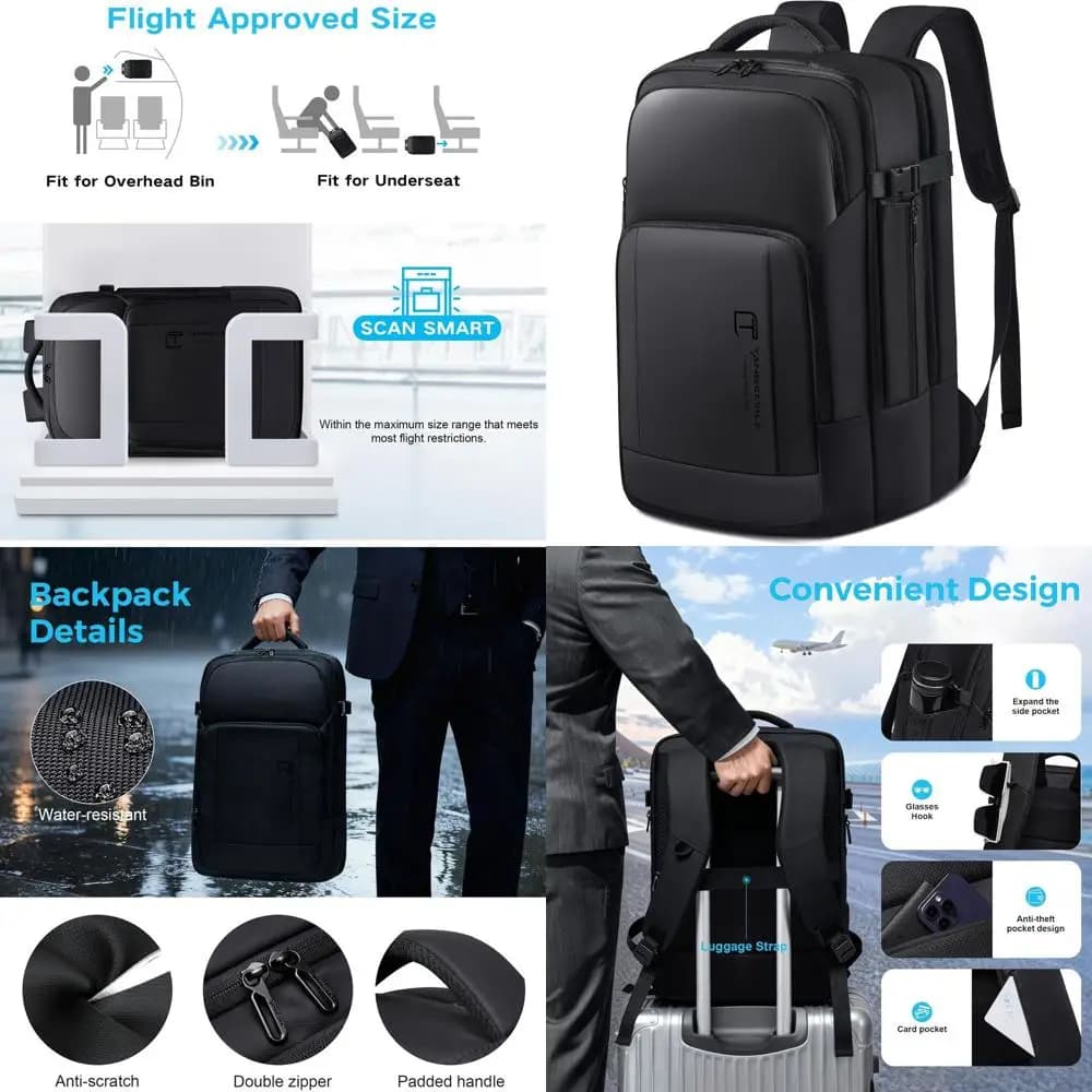 Zaino da Viaggio per Laptop da Uomo 18x14x8 Pollici, Resistente all'Acqua, Approvato dalle Compagnie Aeree, con Porta USB