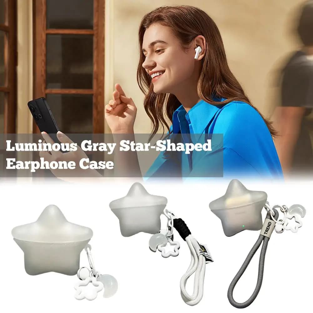 AirPods Pro Case 1 2 3 Apple, Soft Silicone Cover Grey Translucent with Fluorescent Stars, Bluetooth Accessory