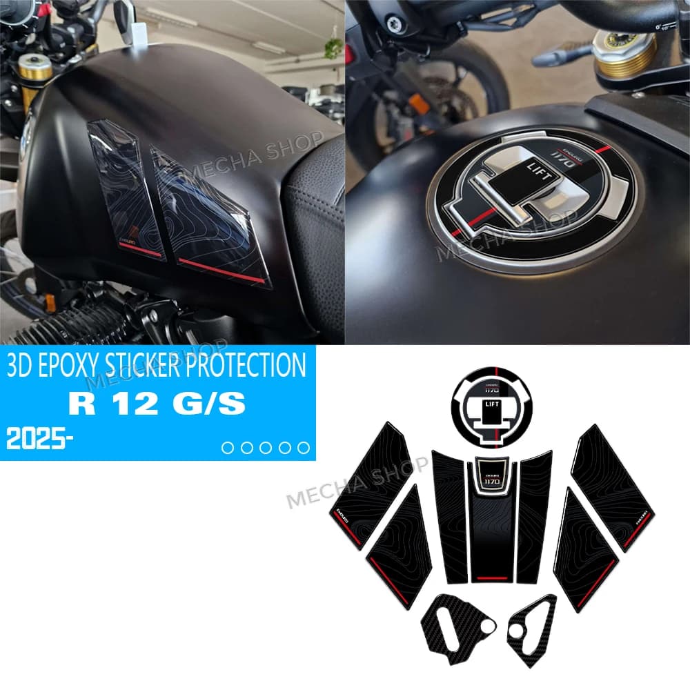 Per R12GS R 12G/S 2025 2026 Accessori Moto Rilievo del Carro Armato Protegge Impermeabile 3D Adesivo In Resina Epossidica Kit di Protezione