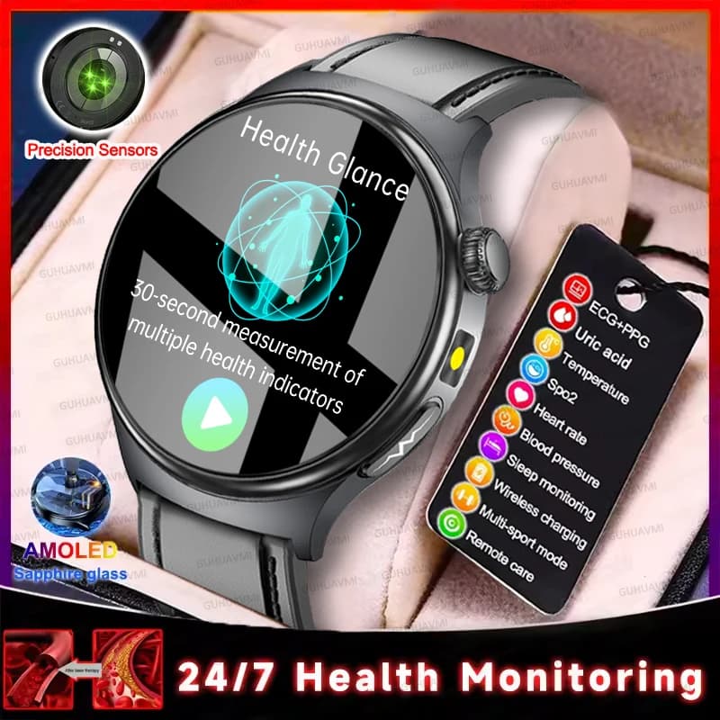 New AI-Diagnosis Health Smart Watch ECG+PPG Blood Lipids Uric Acid Blood Pressure Clock Bluetooth Call SmartWatch Remote Nursing
