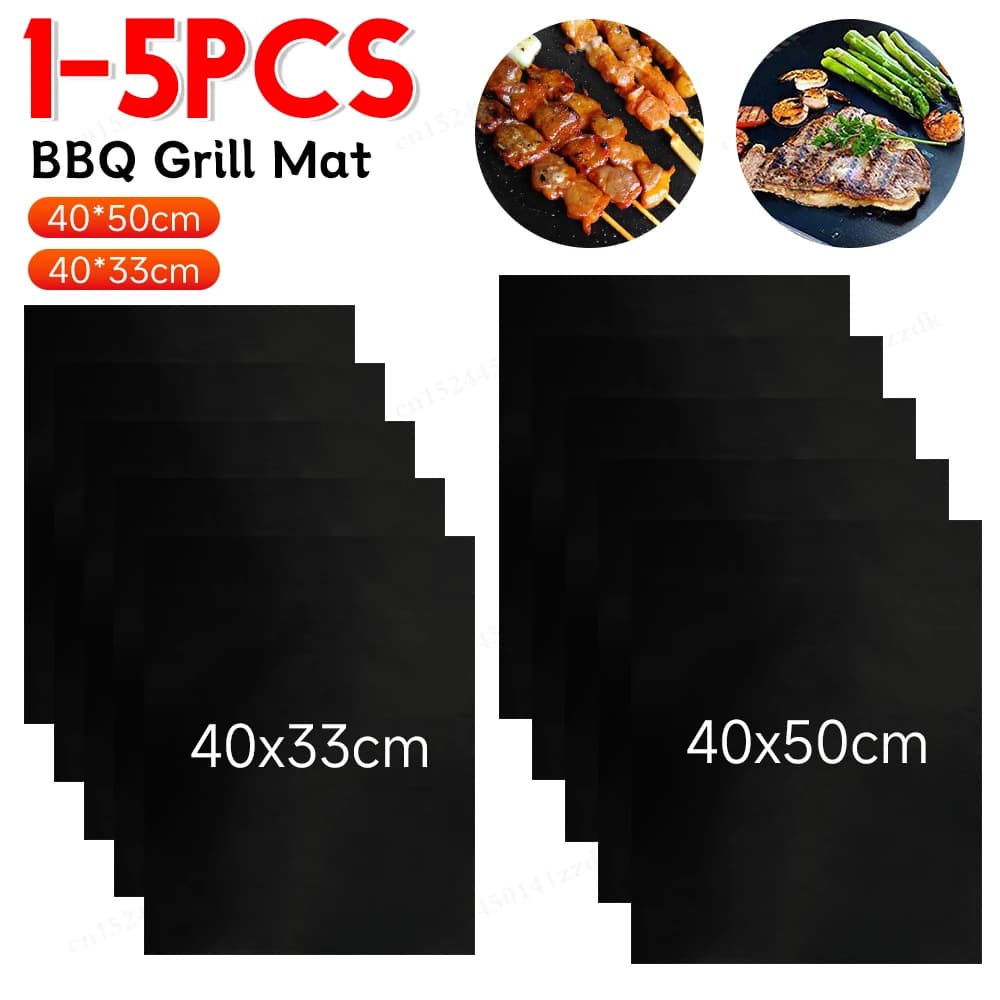 1-5PCS 40x50/33X40cm Oven Liners Grill Mat on Stick BBQ Grill Liners Reusable arbecue Baking Liners Cook Pad Microwave Oven Tool