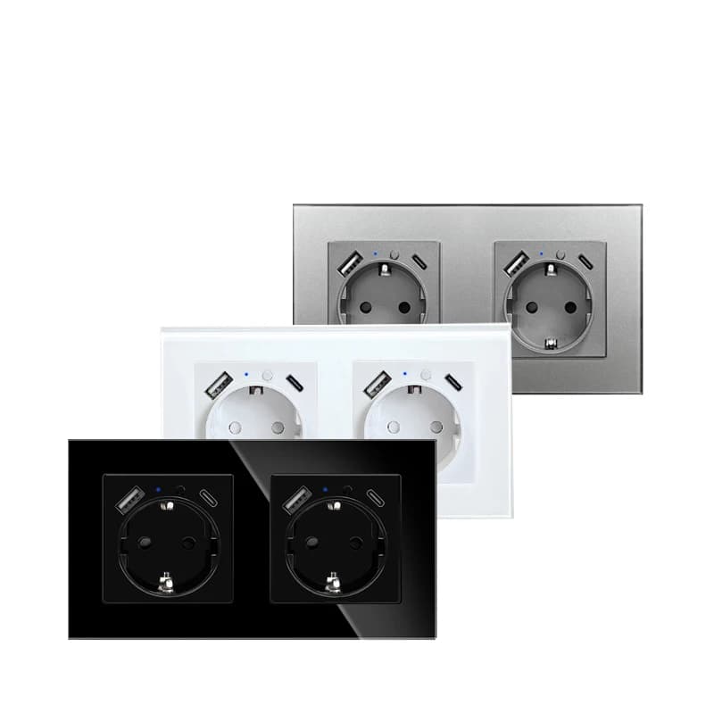 Smart wall socket WIFI with wall socket Alexa Google Homeg Remote voice control Smart WIFI double USB plug + type C charging port