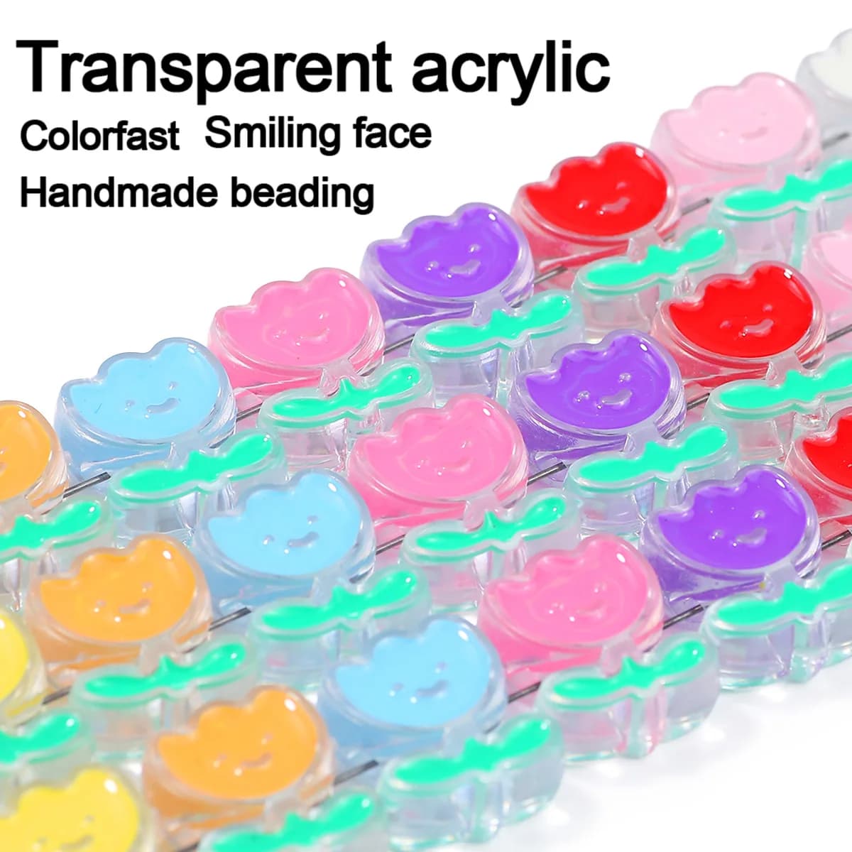 10/20pcs Oil Dripping Acrylic Beads Smiling Flower Loose Beads for Jewelry Making DIY Bracelet Phone Key Chain Accessories