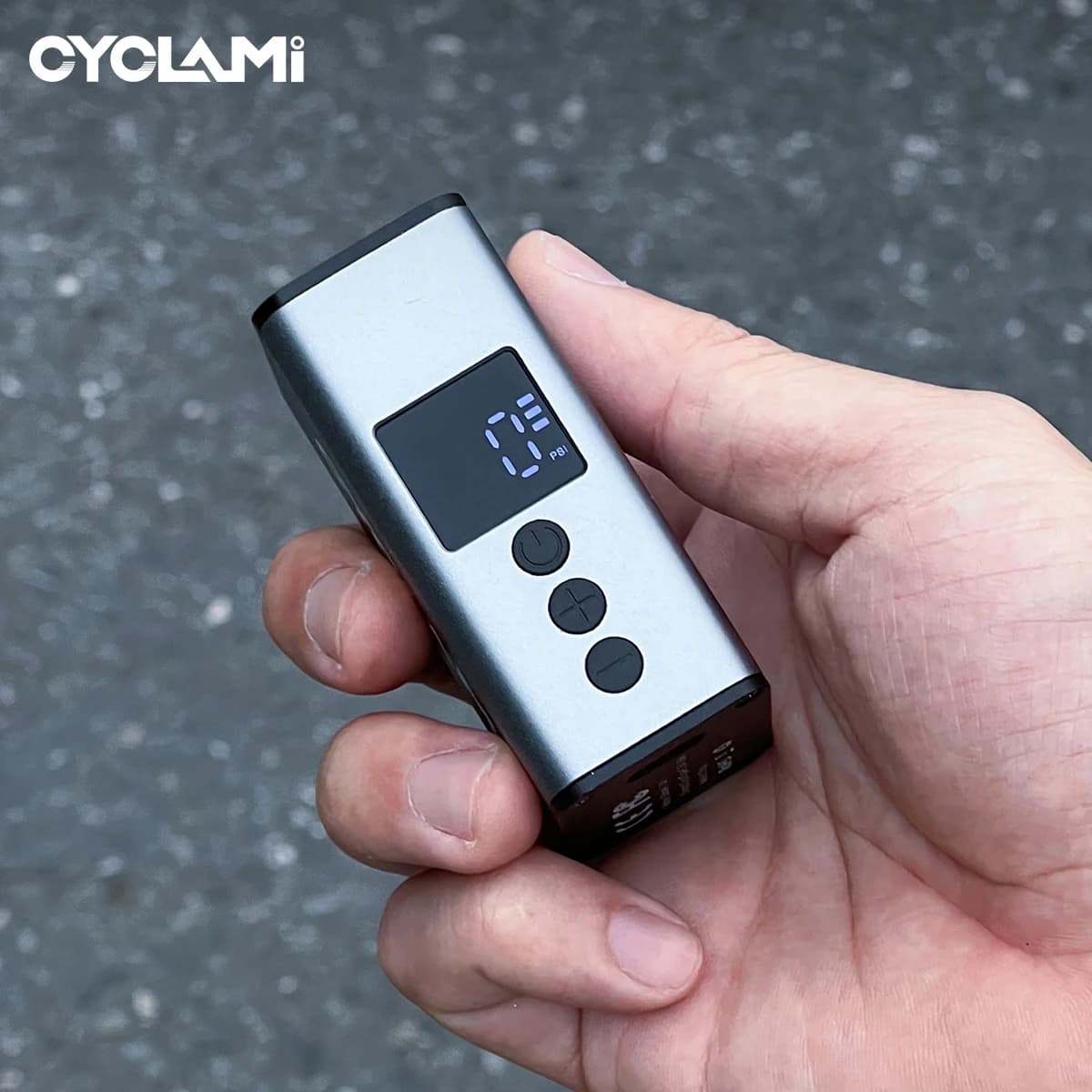 Pompa d'aria portatile CYCLAMI A3 mini 120 PSI, gonfiatore elettrico compatto in lega di alluminio per gonfiaggio rapido di MTB e bici da strada