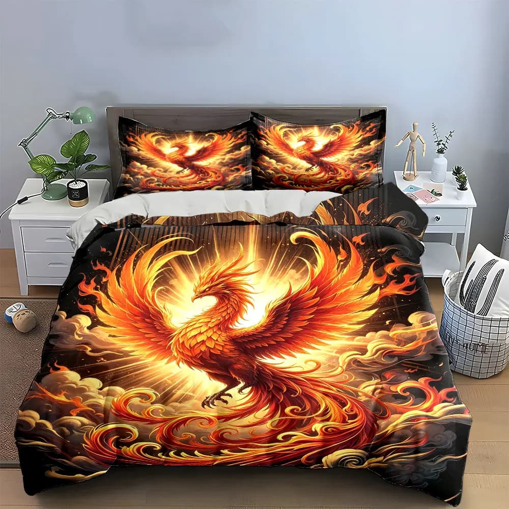 Set di biancheria da letto Phoenix Art Decor, morbido e confortevole, include 1 copripiumino e 2 federe, idea regalo