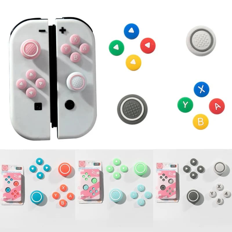 Nuovo Design Del Silicone Morbido D-pad Pulsante Croce ABXY Chiave Adesivo Custodia Della Pelle Per Interruttore Oled NS Joy-con Thumb Stick Grip Cap copertura