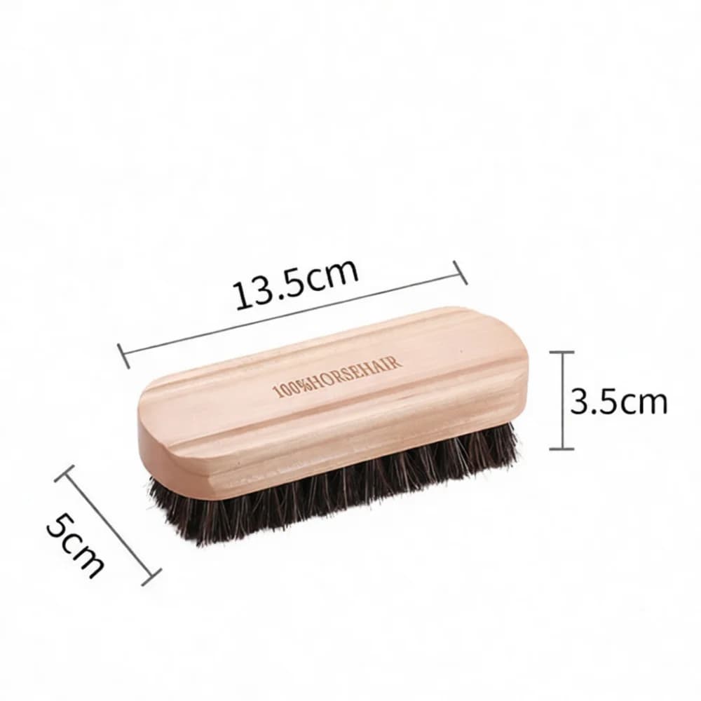 Natural Horsehair Shoe Brush Soft Bristle Cleaning Tool For Leather Boots Suede Nubuck Maintenance Polish Shine Applicator
