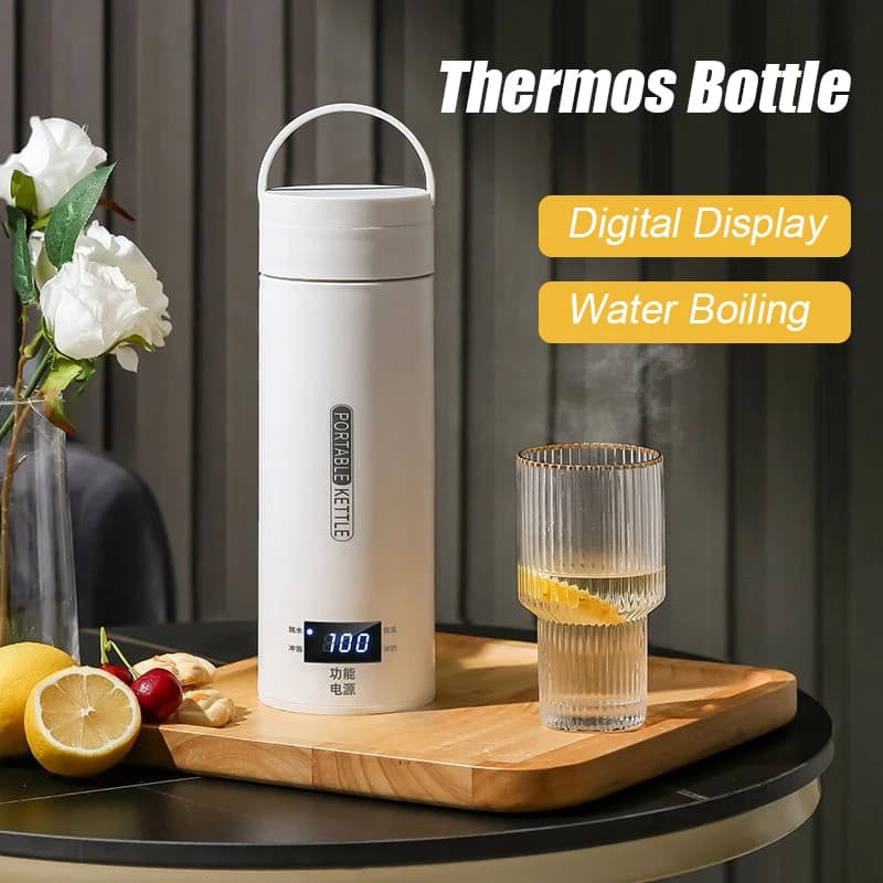 Smart Thermal Bottle for Hot Water Digital Display Electric Travel Portable Heating Kettle Sealing Heat Cup 110V 220V