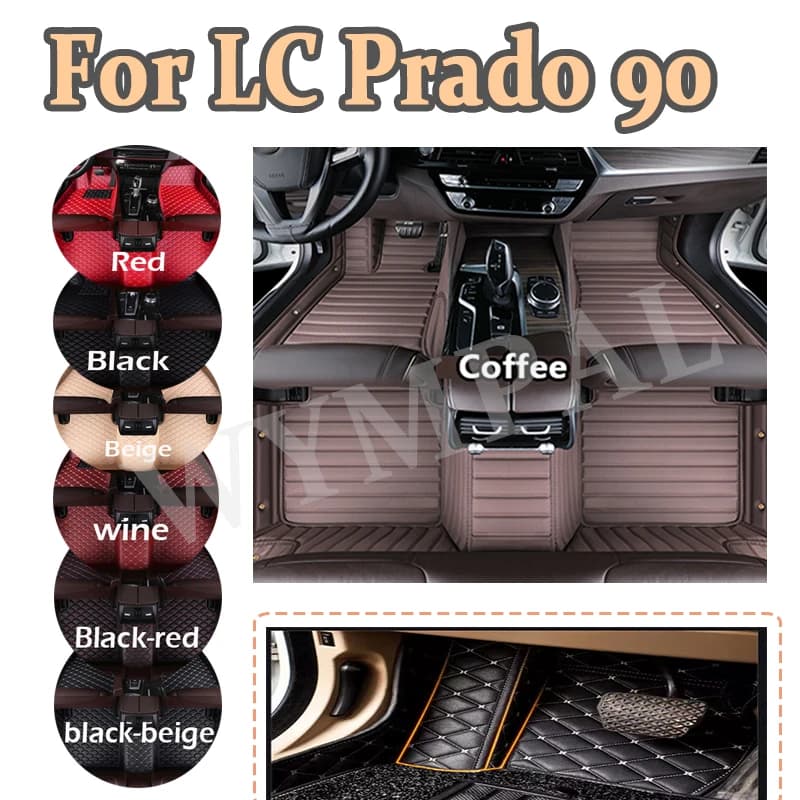 Luxury Custom Car Car Mats for LC Prado 90 1996 1997 1999 2000 2001 Auto Automotive In Leather Man Woman Total Cover Bearings