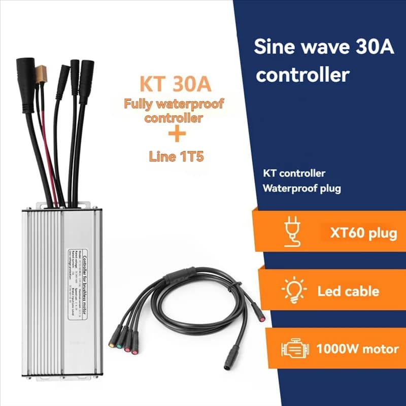 N09R-Controller per bicicletta elettrica con cavo leggero 1T5 KT-15A Controller per onda sinusoidale impermeabile Accessorio essenziale per bici elettrica