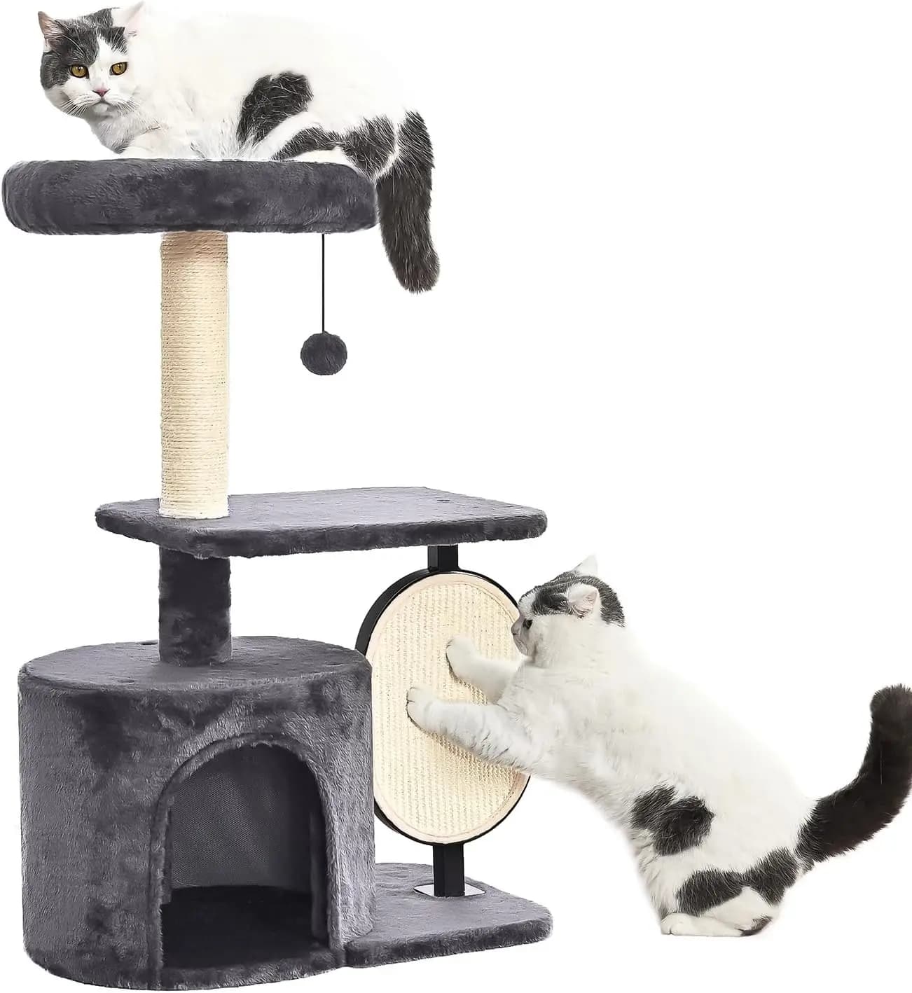Basics Cat Tree, struttura in acciaio solido con tappetino antigraffio rimovibile, 15,7 x 11,8 x 32,1'', grigio