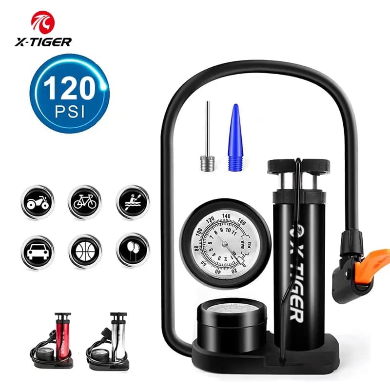 X-TIGER Pompa per bici portatile Pedale ad alta pressione Pompa a pedale per bicicletta Accessori per gonfiaggio pneumatici per bici MTB ultraleggero in lega di alluminio