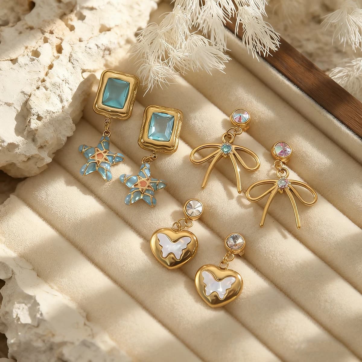 Orecchini in acciaio inossidabile stile Y2K per donna Orecchini con ciondolo a forma di stella in smalto placcato oro 18 carati Gioielli da donna Decorazione natalizia
