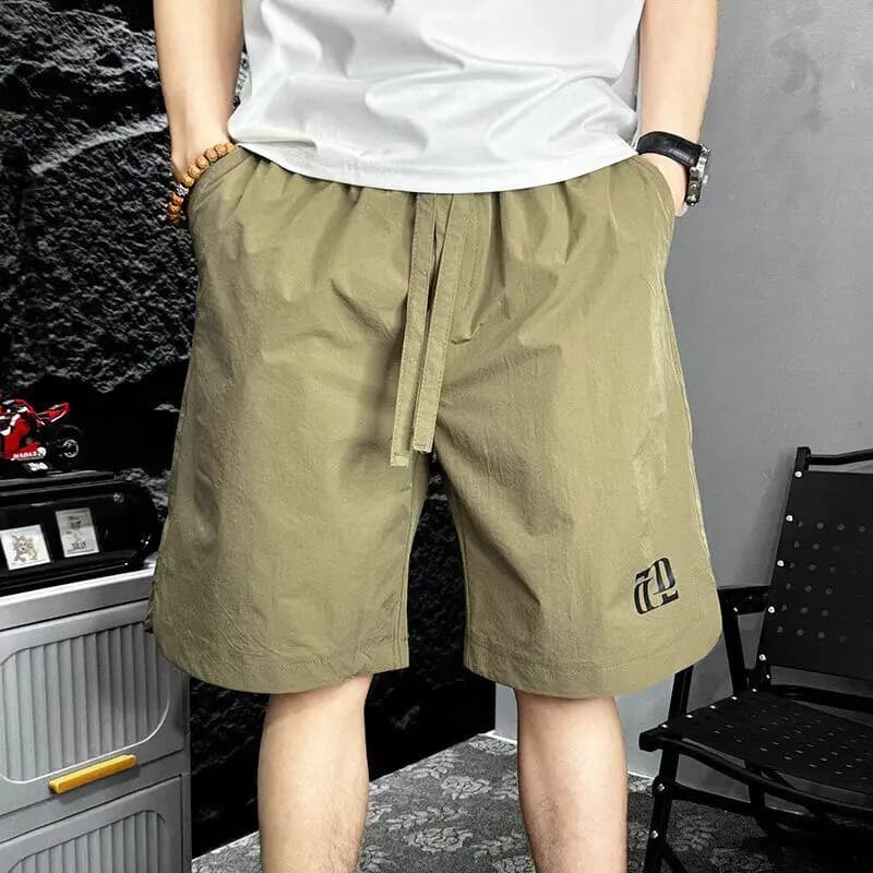 Pantaloncini da uomo in seta ghiaccio sottile a cinque tasche, estivi, larghi, casual, alla moda, da spiaggia, da lavoro, con filo brillante, per il tempo libero