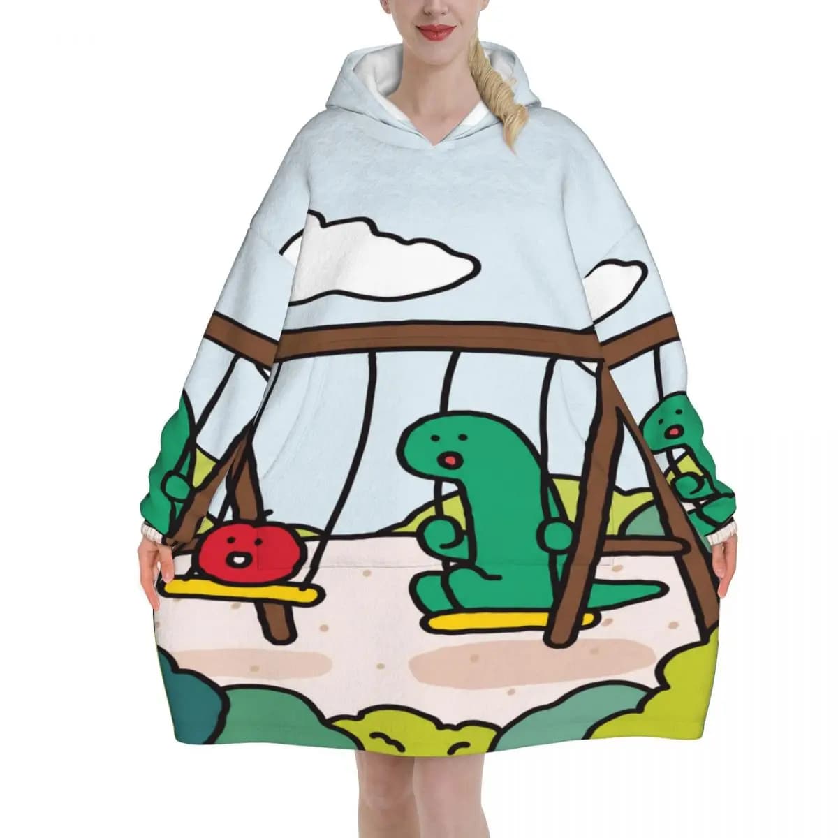 Jogumans Blanket Hoodie Wearable Blanket Oversize with Pocket Warm Sleeping Bag Soft Cozy Onesie