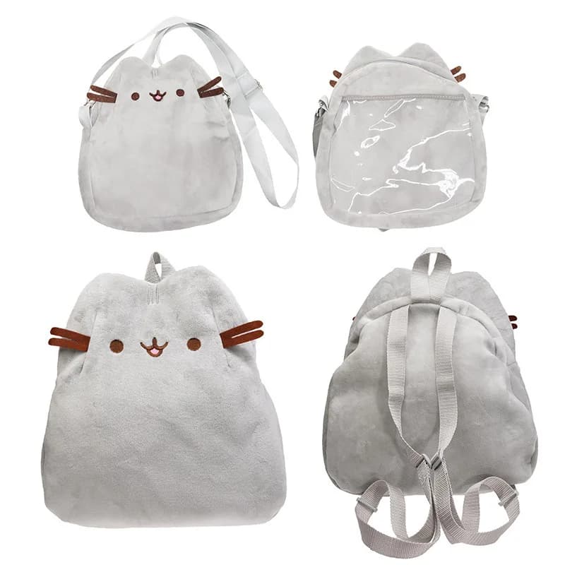 Pusheen The Cat Backpack Gray Cat Crossbody Bag Cat Backpack Backpack Doll Y2k Fashion Toys Anime Frind Kawaii