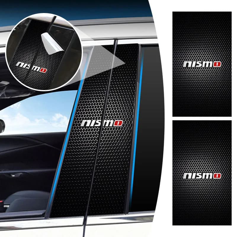 2 Pezzi Adesivi 3D in PET per Montante Centrale B-Pillar Auto, Emblema Decorativo per Nissan Nismo GTR Tiida Sylphy Teana X-trail