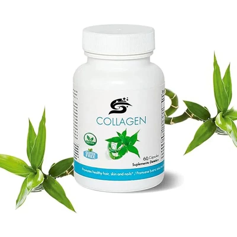 Collagen capsules, dietary supplements, 290 mg of bovine collagen, vitamin A, vitamin D3, zinc and copper