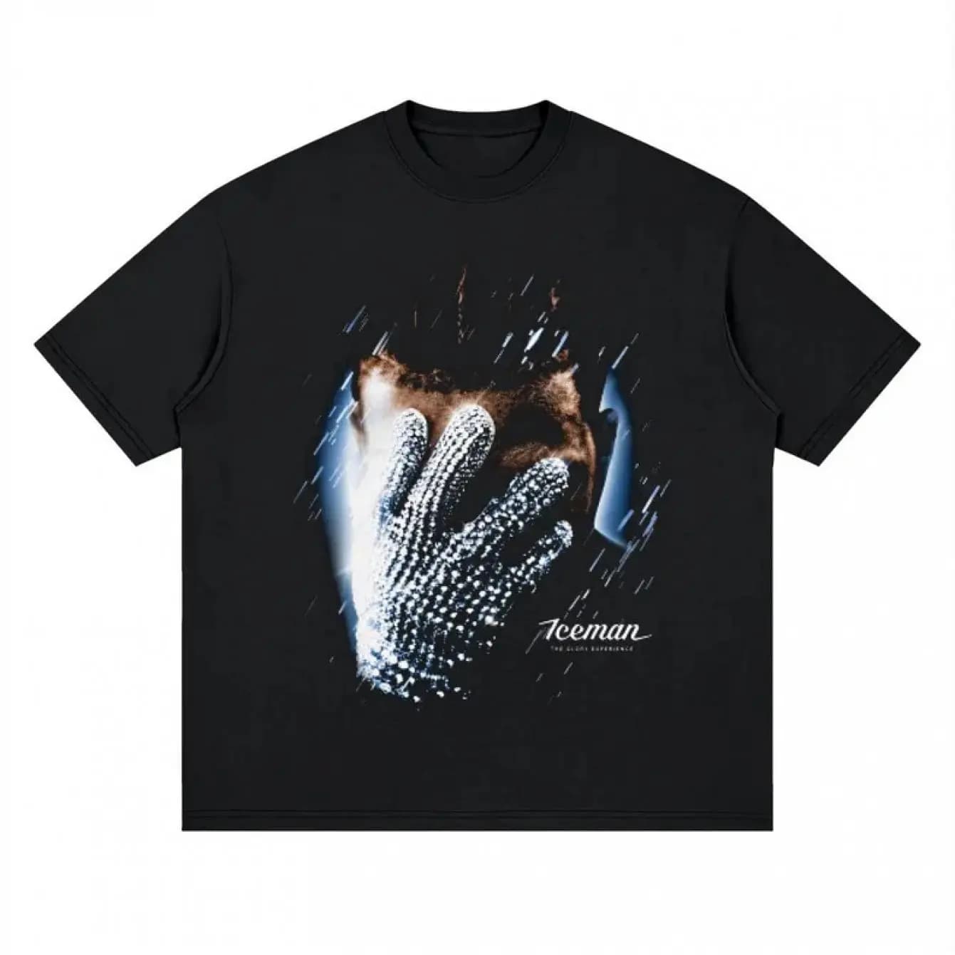 Ice Man Pattern T-shirt | Y2K Cyberpunk Diamond Gloves Oversized Shirt Designed for Pop Culture Enthusiasts