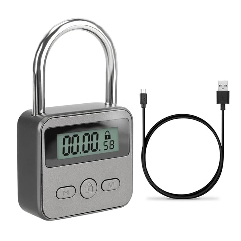 2X Smart Time Lock Display LCD Interruttore timer elettronico USB timer ricaricabile lucchetto timer elettronico da viaggio-Qing