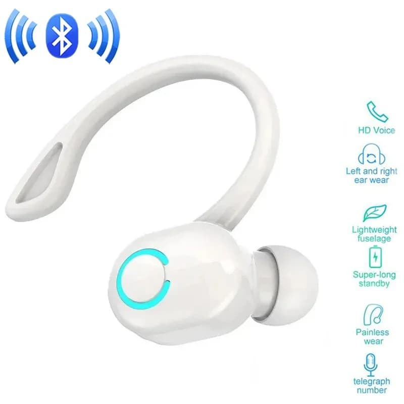 Cuffie wireless portatili Auricolari Bluetooth con microfono HD Gancio per l'orecchio singolo Auricolari sportivi in-ear impermeabili Auricolare Bluetooth