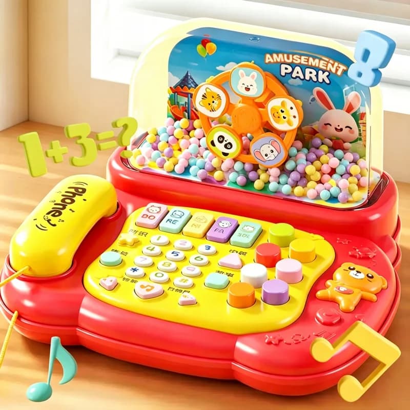 Kids Electronic Telephone Multi-functional Piano Keyboard Early Learning Machine with Music Educational Toy Infant Birthday Gift