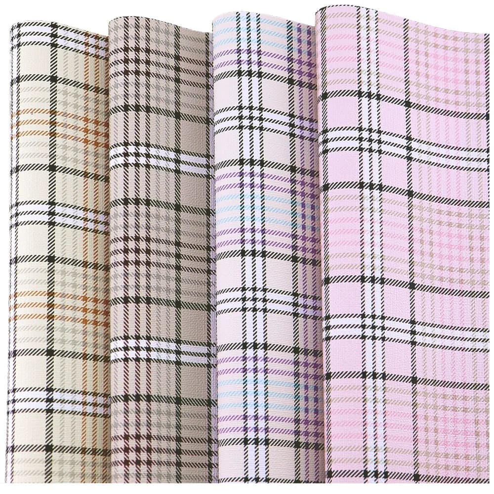 30x134 cm Rotolo Di Gingham Tarten Textured Gride Pattern Faux PU Tessuto In Pelle Per Borse Scatole Da Cucire FAI DA TE BH410