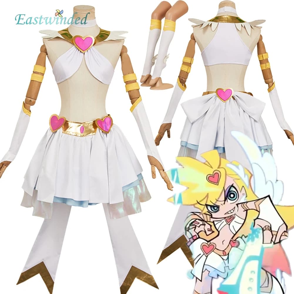Anime Panty Stocking con reggicalze Cosplay Abito bianco Costume Abiti Panty Top Gonna Scoks Abiti Festa di carnevale di Halloween