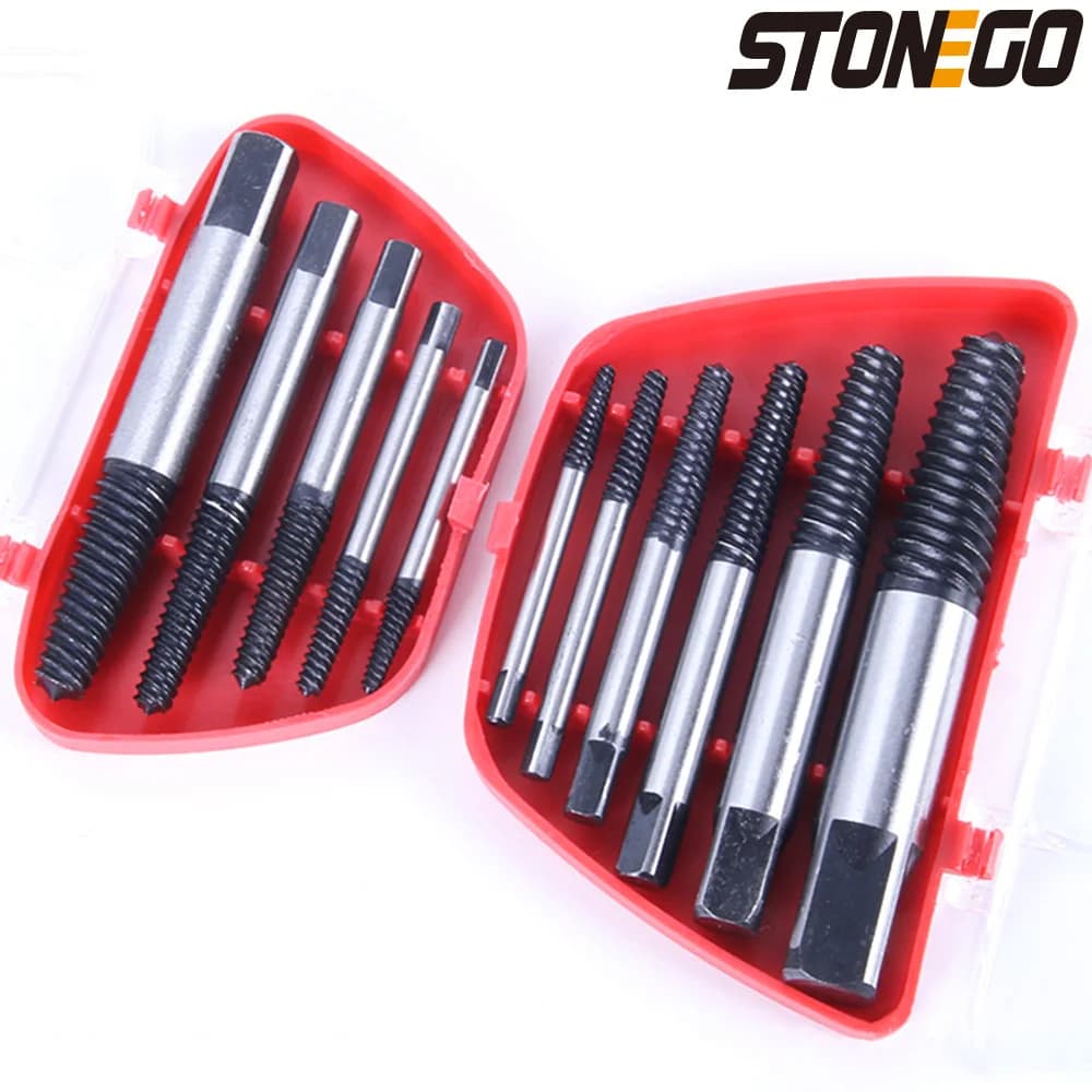 STONEGO 5PCS/6PCS Set of drill bits extractor for broken screwdriver Central drill tips for double side carbon steel screws