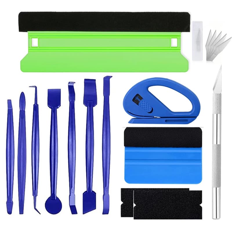 Strumenti per tinta di pellicola per finestre Grande raschietto in feltro Taglierina di sicurezza Avvolgimento per auto Taglio bordi Seccatoio Kit di strumenti per avvolgere il vinile Applicatore di decalcomanie