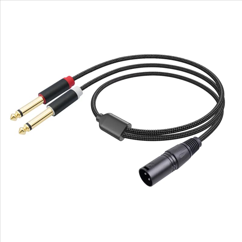 Cavo per microfono audio XLR maschio a doppia spina da 6,35 mm Adattatore per cavo per microfono Y-Splitter